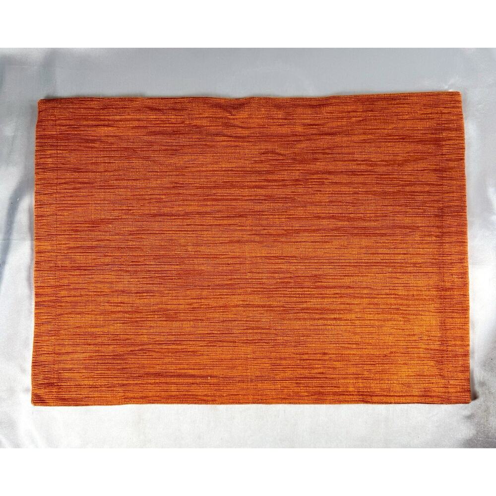 Crate & Barrel Pumpkin Grasscloth Place Mats 19”x14” Set Of 2 Orange Harvest